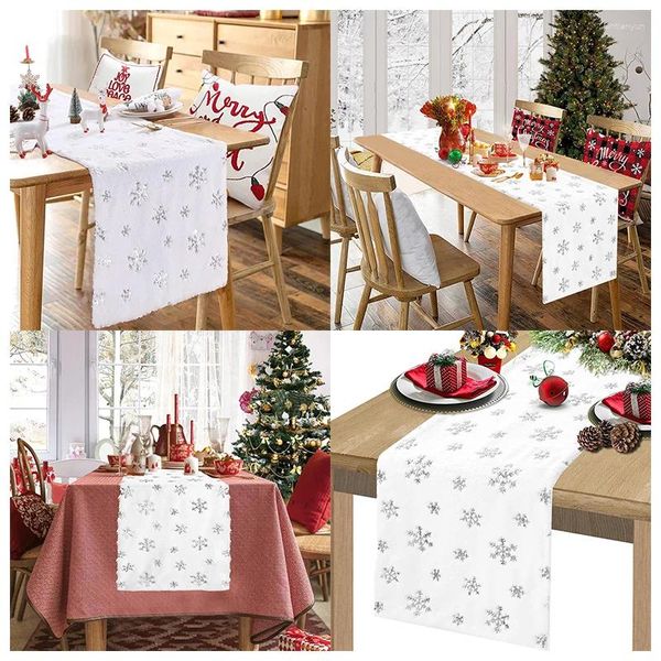 Tischtuch Weihnachten Tischdecke Haushaltsküche Künstliche Fell Silber Pailletten -Dinnerpartyereignis Event