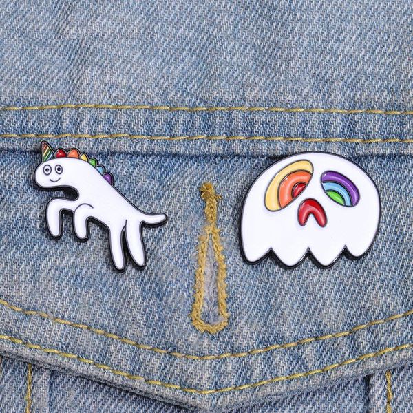 Rainbow Horse esmalte os broches de esqueletos de caveira personalizados Crachás de lapela de lapela de joias de animais LGBT exclusivas para amigos para amantes