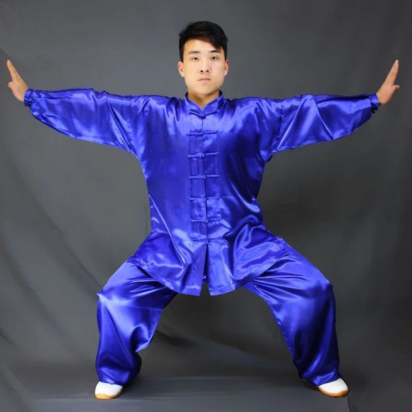 Cintura blu bianca Taichi Cintura di abbigliamento sportivo Mlassa lunga Kungfu Uniforme Wushu Taichi Uniforme Abiti maschio femmina