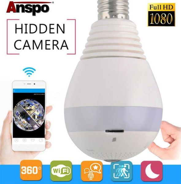 ANSPO 1080P 20MP WiFi Panorâmico Câmeras de lâmpada LED 360 ° Sistema de segurança doméstica Sistema de câmera sem fio IP CCTV 3D Fisheye Baby Monitor9598781