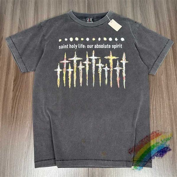 T-shirt maschile Saint Michael Vintage Nin da nove pollici T-shirt oversize Uomini Donne 1 1 Top a maglietta vintage lavata