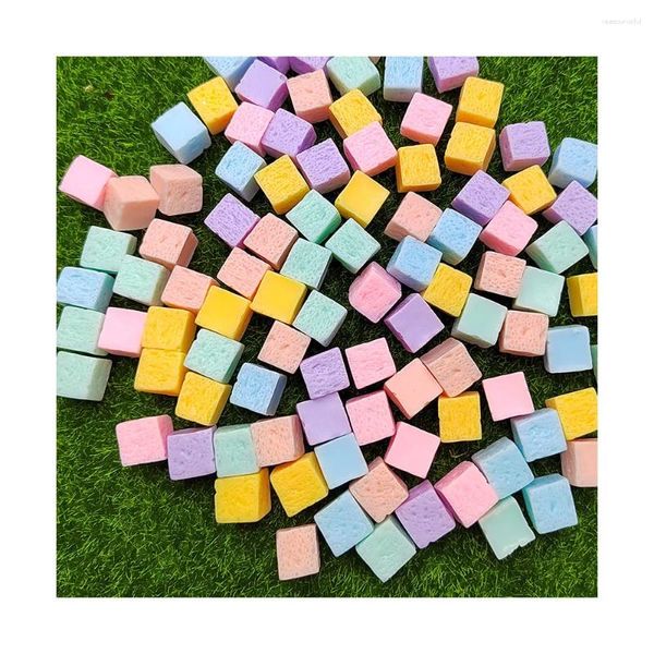 Flores decorativas Simulação Cubo Sugar Miniatura Resina Candy Cabochon Mini Food Fit Phone Decor Charms Diy