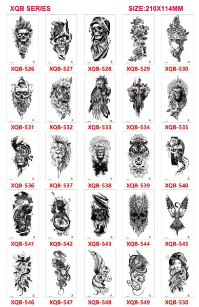 150 peças atacadistas de tatuagem temporária de tatuagem impermeabilizada Man Snake Wolf Tiger Skull Flor Meio braço Mulheres Henna Manga falsa