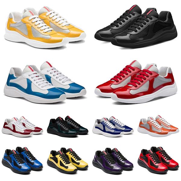 Luxury American Cup Casual Schuhe Low Top Sneaker Mesh Americas Cup PVC Patent Leder Fashion Trainer Americas Sneaker Walking Gummi Sole Stoff Outdoor 38-45