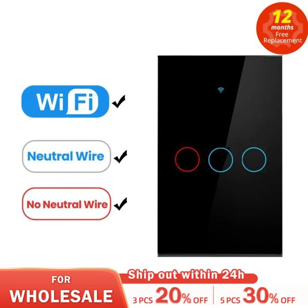 WiFi Smart Light Switch Smart Home US Tuya Wall Touch Switch RF433 App Controle Remote Support Alexa Alice Google Home