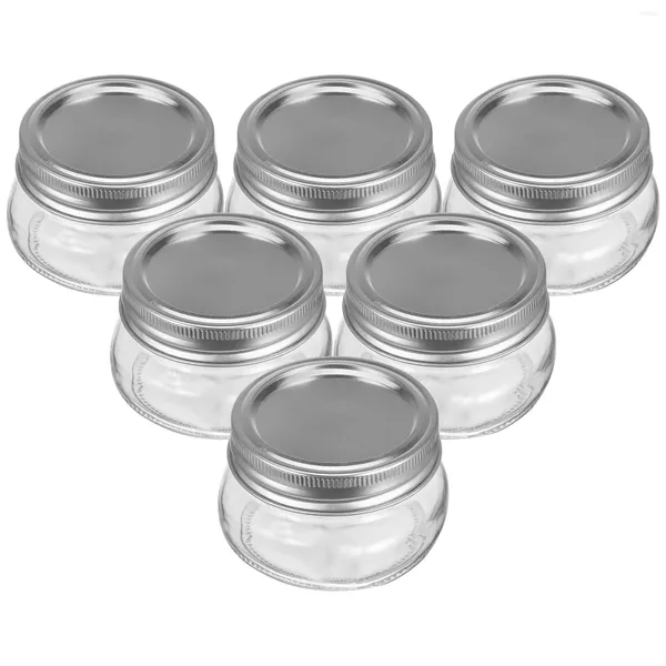 Lagerflaschen 6pcs Masongläser wiederverwendbares Küchenglas Konservenglas für Gewürzmarmelonighonig Dessert