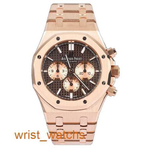 Coleção de relógios de pulso AP Series de Oak Royal 26331Or Watch Brown Face Plate com diâmetro 41mm Mechanical MECHONIC 18K Gold Rose Complete Conjunto