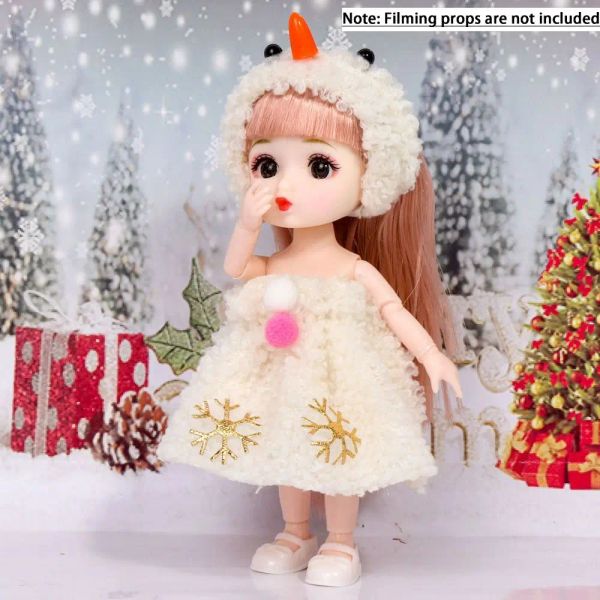 1/12 escala 16 cm boneca BJD fofa de 16cm Figura Big Eyes BJD Mini 16cm Doll 13 Joints Sweet Movable BJD Doll DIY Gifts
