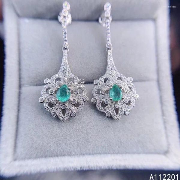 Bolzenohrringe Fein Schmuck 925 Sterling Silber Einschub mit natürlicher Edelstein -Frauen -Vintage -Wassertropfen Emerald Ohrstütze Det