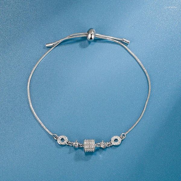 Braccialetti di collegamento Colore in argento sterling per donne Piccolo fascino del tubo stinco