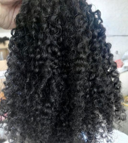 Brasiliana Vergine Vergine Remy Capelli piene di cuciture ricci di capelli in trama morbida Doppio disegno Estensione dei capelli non trasformati Natural Black Color3749597