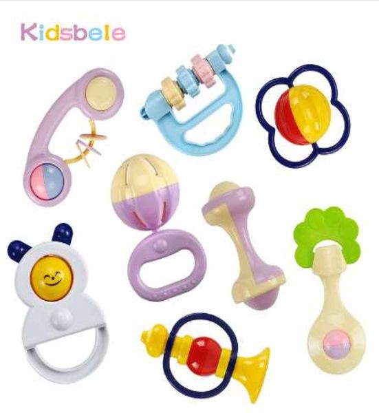 Giocattoli per neonati 5pcs in plastica jingle tremante Bellkidsbele bavasini morbidi giocattoli neonati 012 mnoths teether sonde giocattoli3312436