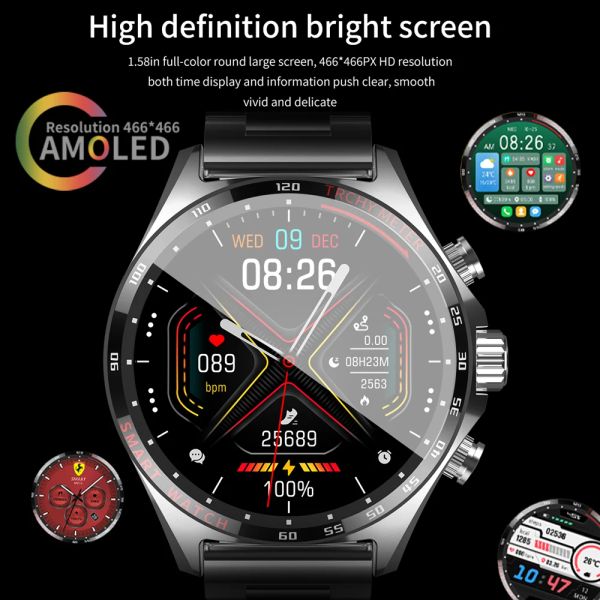 1,58 pollici Smart Watch per uomo Chiama Bluetooth Chiamata HD Smartwatch Monitoraggio della frequenza cardiaca NFC Compass IP68 Waterproof Sport Watch