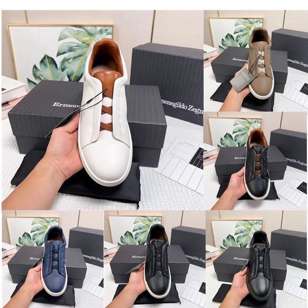 2024 Новая роскошная обувь Mens Zegna Lace-Up Business Casual Social Wedding Calever Cavice Leather Light Tucky Sneakers Formal Trainers Fashion Shoes