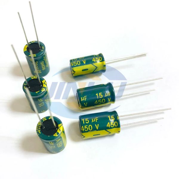 10pcs 450V15UF 10*17mm Capacitor de eletrólito de alumínio ESR baixo 15UF450 V Capacitores elétricos 20%