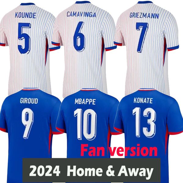 2024 Euro CUP FRANCE HOME FRANCE MAGHIE MBAPPE SCALLE DEMBELE COMAN SALIBA KANTE MAILLOT DE FOOT EQUIPE MAILLOTS GRIEZMANN FAN SHIRT SCHIATTO DOMESA-XLSIZE S-3XL