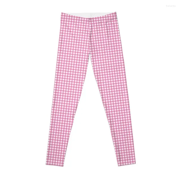 Aktive Hosen Baby Pink Gingham gemusterte Leggings Frauen Sporttraining für Fitness Frau Frauen