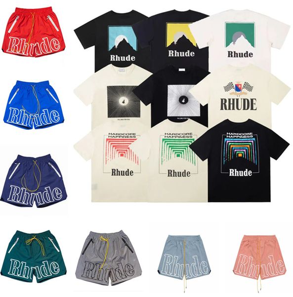 T-shirt Rhude Summer Designer Maglietta Magliette Magliette Tops Luxury Letter Shirt Mens Women Abbigliamento Shorte S-XL Tshirts Fashions Brands Asia Size S-XL 57