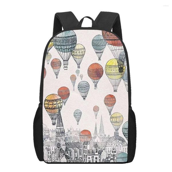 Школьные сумки Air Balloon Vintage Print Bag для подростков девочки мальчики первичные дети рюкзак для детского сада книга детская книга Книжная сумка