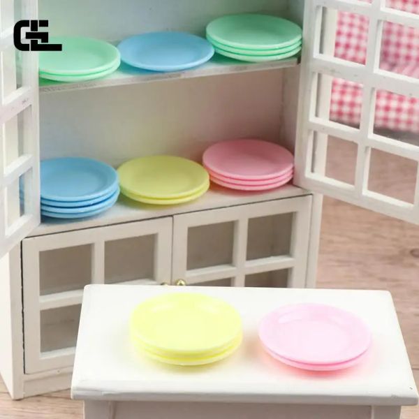 5pcs pratos de placas bonecas de mesa de mesa Móveis de casa Miniaturas de cozinha Toy Melhores presentes para acessórios de casa de bonecas 3.5cm