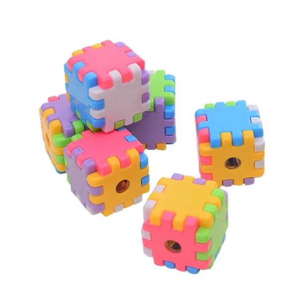 3 Peças Kawaii Creative Blocks Sharpador de lápis Peija de papelaria Office Office Friensty Novelty Kid Rubik's Gift Cube Funny Toy