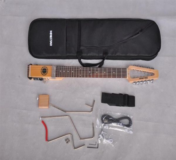 Em Stock Mini Star Folkstar Travel Guitar With Carrying Bag Mini portátil Silent Guitarwhole5557347