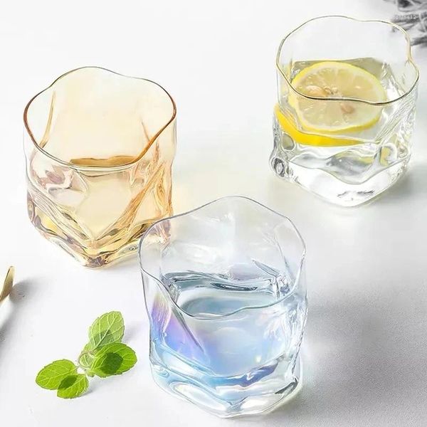 Canecas Irregular Whisky Glass Crystal antiquado Whisky Bar Wine Tumbler Vodka Cup