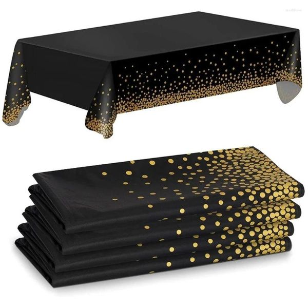 Tabela de mesa para toalhas de peva para mesas de retângulo Postos descartáveis Capas de confetes de ouro de ouro