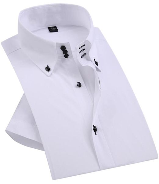 Bottoni di diamanti casual smart estate camicia abito da uomo a maniche corte bianca a manichette di lusso ad alto colletto elegante camicetta di business elegante 2011204295764