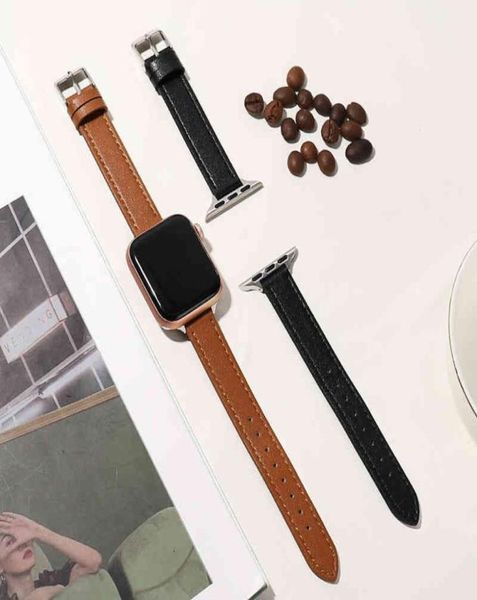 Повседневная кожаная полоса часов 42 мм 44 -мм ремешка для Apple Watch 6 5 4 3 2 Мягкая кожаная полоса 38 мм 40 мм для Apple Smart Watch Y2203123743593