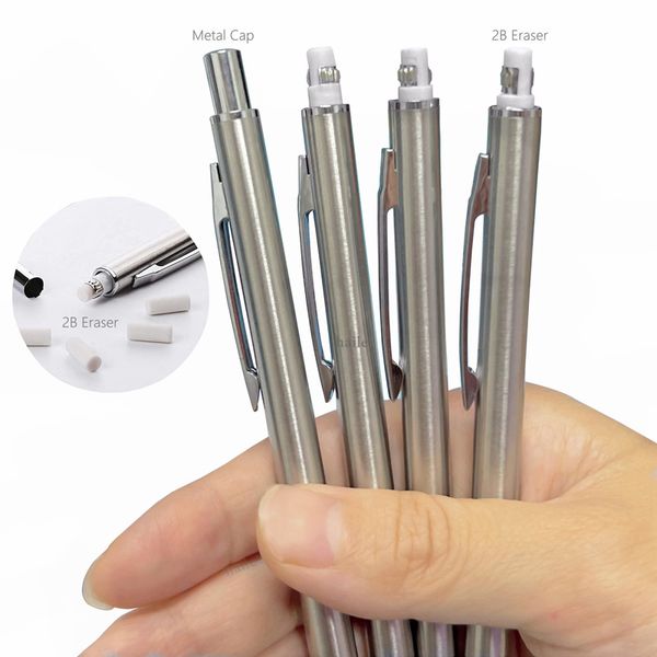 Haile 0,3 0,5 0,7 0,9 mm HB Mechanische Bleistift -Set Vollmetallkunst -Zeichnung Skizze Automatische Stifte mit schwarzen Leads Nachfüllungen