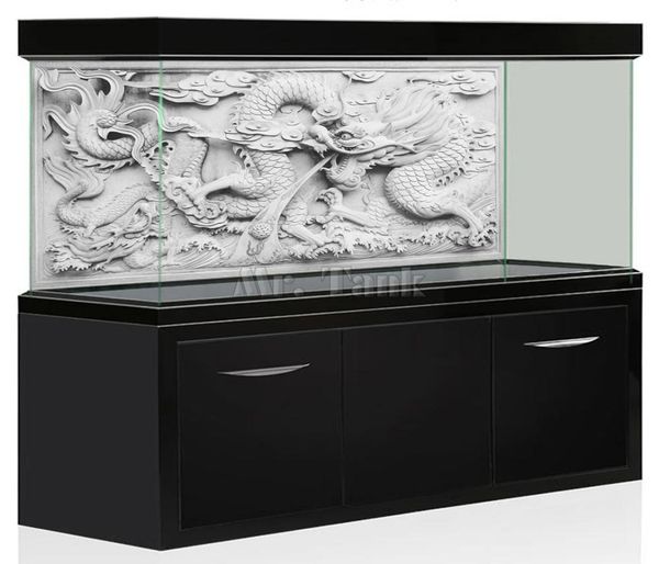 MrTank HD Aquarium Sfondo poster 3D Effetto grigio Drago Cameo PVC Fish Serbato