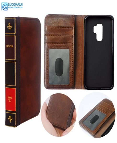 Casos de celular de couro Flip para Samsung Galaxy S9 Plus S7S8Plus Cobertão carteira Retro Bíblia Vintage Livro de negócios Pouch4077020