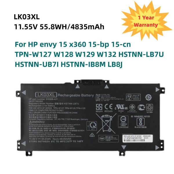 Batterie batterie LK03XL Batteria per laptop per HP Envy 15 X360 15BP 15CN TPNW127 W128 W129 W132 HSTNNLB7U HSTNNUB7I HSTNNNIB8M LB8J 55,8Wh
