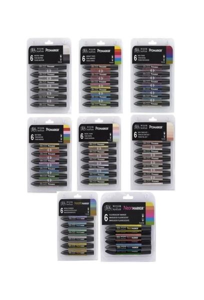 Winsor Newton Promarker Set Twin Tip Allogard Marker Puns 6 Colors 12 Colors Design Professional Marker для артистов Y20076302265