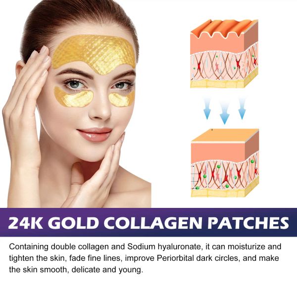 24k Gold Augenmaske Hebelkopfleitungsentfernung Augenbeutel Anti -Aging -Stirnbehandlung Glättung Anti -Falten -Stirn -Patch