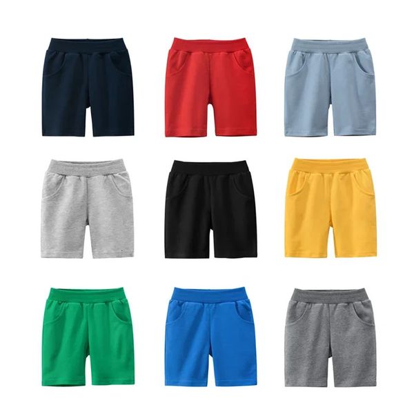 2024 Kinder Sommer Shorts Baumwolle Solid Elastic Taille Beach Shorts für Jungen Mädchen Sporthosen Kleinkind -Höschen Kinder Outfits 9y 240499