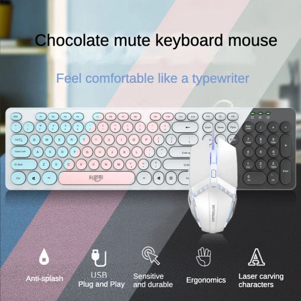 Combos tastiera tastiera muta e set di mouse Meccanico per laptop Tastiera per laptop tastiera USB Home Casa carina Keyboard