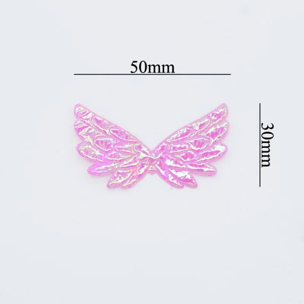 60pcs 5cm Glitzer AB Farben Angel Wing Applices Einseitete Schillern feenhafte Flügel Patches für Bastelkopfbedeckung Bogenknotendekoration