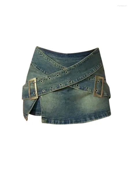 Signe di alta qualità A-Line Office Lady Coquette Streetwear Zipper Casual Gyaru Waist Wex Sexy Denim Mini gonna Clubwear