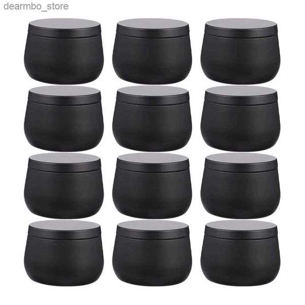 Yemek Kavanozları 12 PCS 8 oz Boş Metal Mum Tenekeleri Kapak kapları ile DIY Mum Makin için Siyah Mum Kavanoz Set Malzemeleri Noel Mum Tin L49