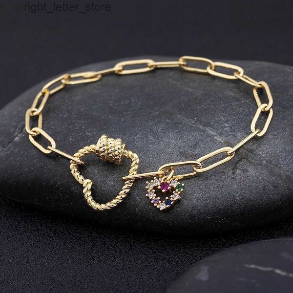 Bangle HomeProduct CenterCopper Chain Chain Pingente Braceletmens Braceletmens CechlaceHeart Love Gift Bracelet YQ240409