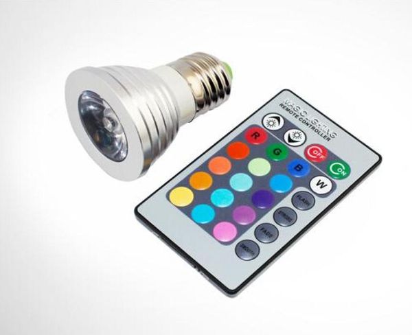 RGB MILTI a colori a colore Spotlight Bombillas 3W E27 E14 GU10 GU53 Luci del punto di illuminazione base AC 85265V con telecomando 16 Color2540746