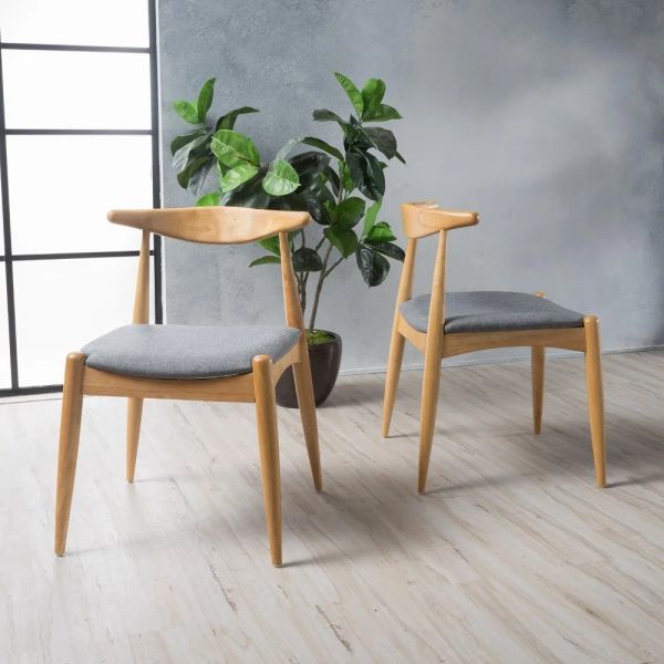 2-PC Set di sedie da pranzo in tessuto con sedie da pranzo per finitura in quercia cucina grigio / rovere vivente mobili moderne casa