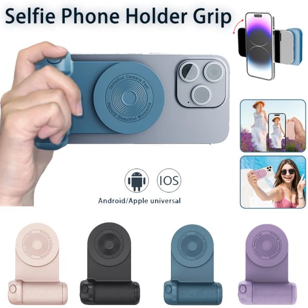 Attacca la maniglia magnetica manico selfie booster porta a mano impugnatura bluetooth telefono portatile dispositivo selfie magsafe power bank wireless addebito
