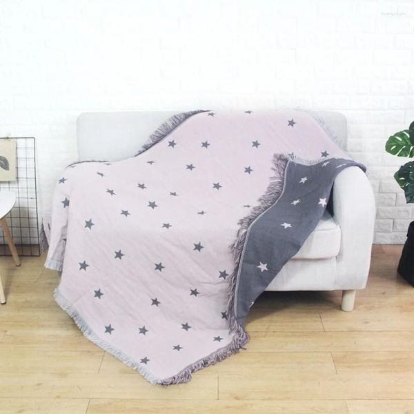 Wandteppiche rosa kleine Sterne Baumwolllinie Home Decke Vintage Dekoration Wandteppichsofa Staubbezüge Schlafzimmer Wohnzimmer Teppich Teppich Matte