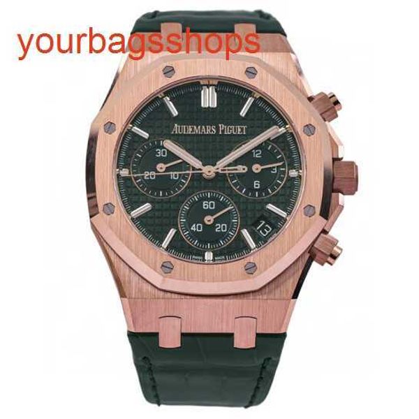Top AP -часы -часы Royal Oak Series 26240OR Диаметр зеленой поверхности 41 мм 18K Материал розового золота.