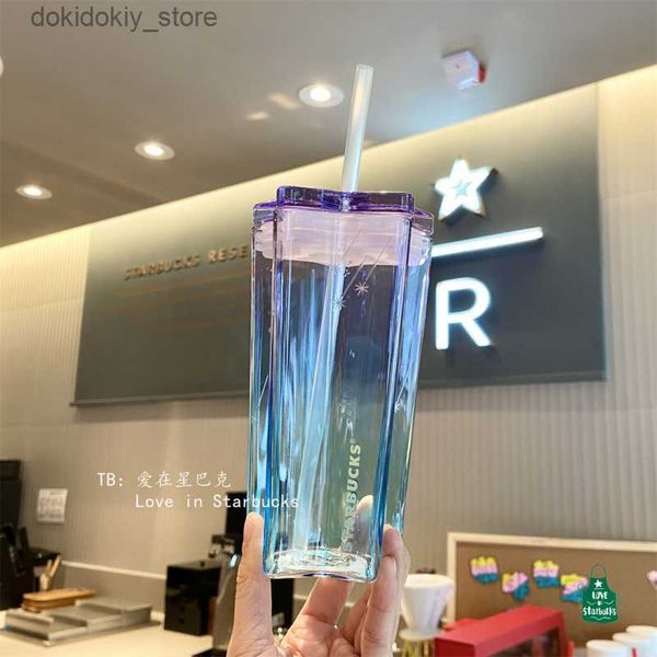 Mughe 2021 Starry Sky Radient Radient Colore Lass Pagning Cup Cup a cinque punti Modellin Blue Purple Coffee Acqua Tumbler 385ml Migliore qualità L49