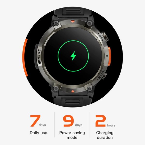 Grado militare 2024 Nuovi uomini sportivi per esterni orologio Smart touch screen AMOLED con torcia a LED Bluetooth Calling smartwatch