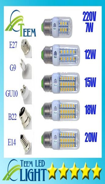 SMD5730 E27 GU10 B22 E14 G9 Lâmpada de LED 7W 12W 15W 18W 220V 110V 360 ângulo SMD LED LED LED LIGHT 24LED3388296